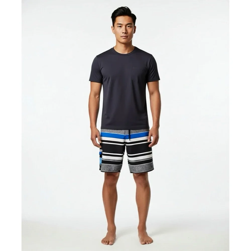 Hang Ten Mesh Lined‎ Drawstring Board Shorts Swim Trunks Striped Men's Size XL